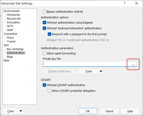 WinSCP Private key file