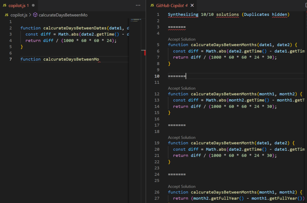 GitHub Copilot Accept Solution