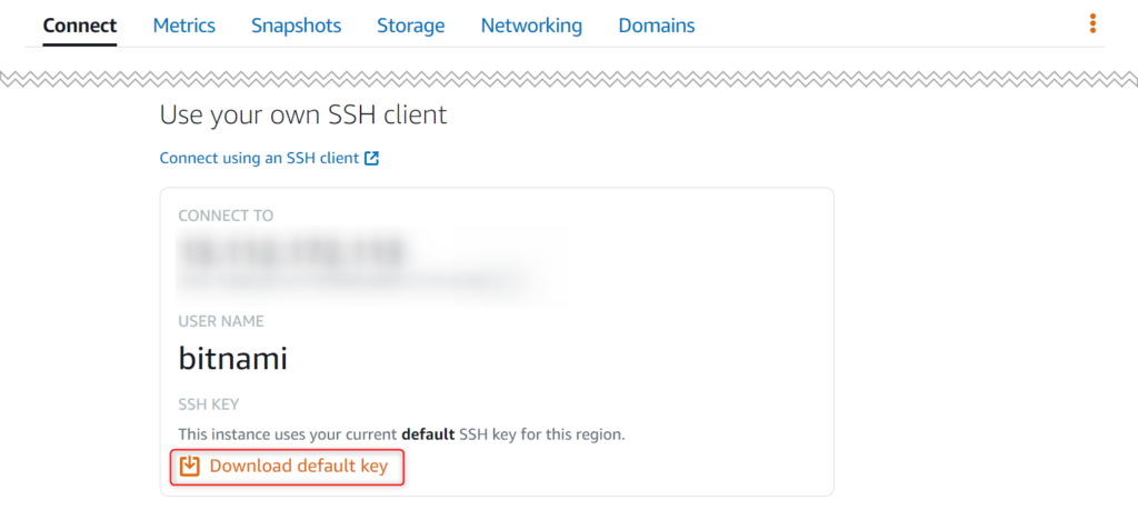 Lightsail Download default key