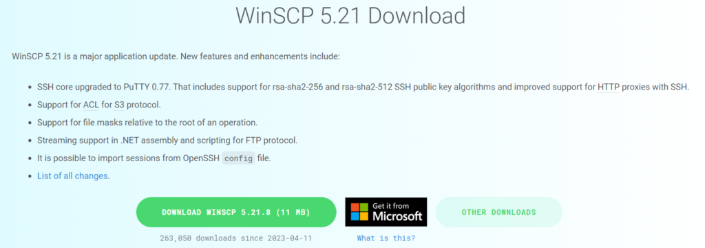 WinSCP ダウンロード
