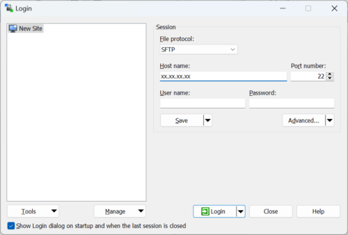 WinSCP ログイン