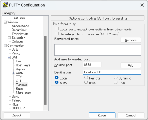 PuTTY Configuration