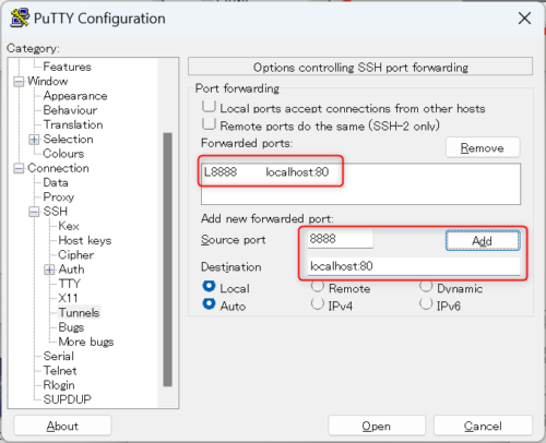 PuTTY Configuration