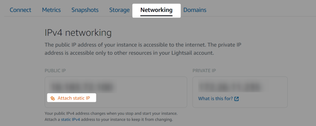 lightsail Attach static IP