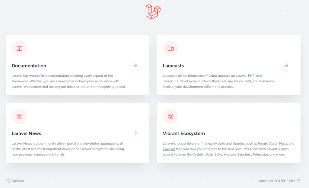 Laravel 初期画面